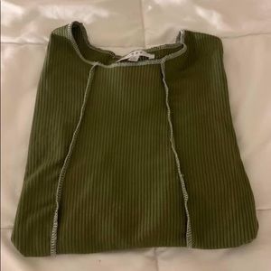 Green Ribbed Long Sleeve